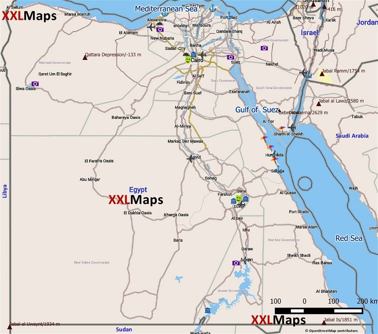 Toeristische kaart van Egypte