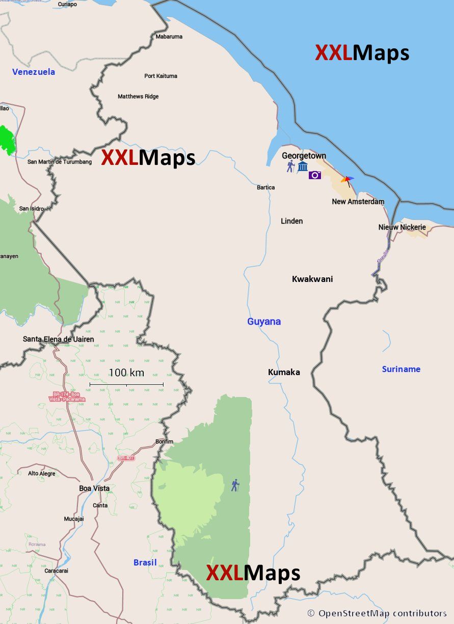 Mapa turystyczna - Gujana