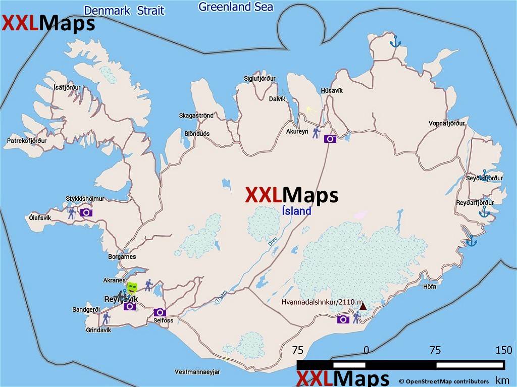 Туристическая карта - Исландия