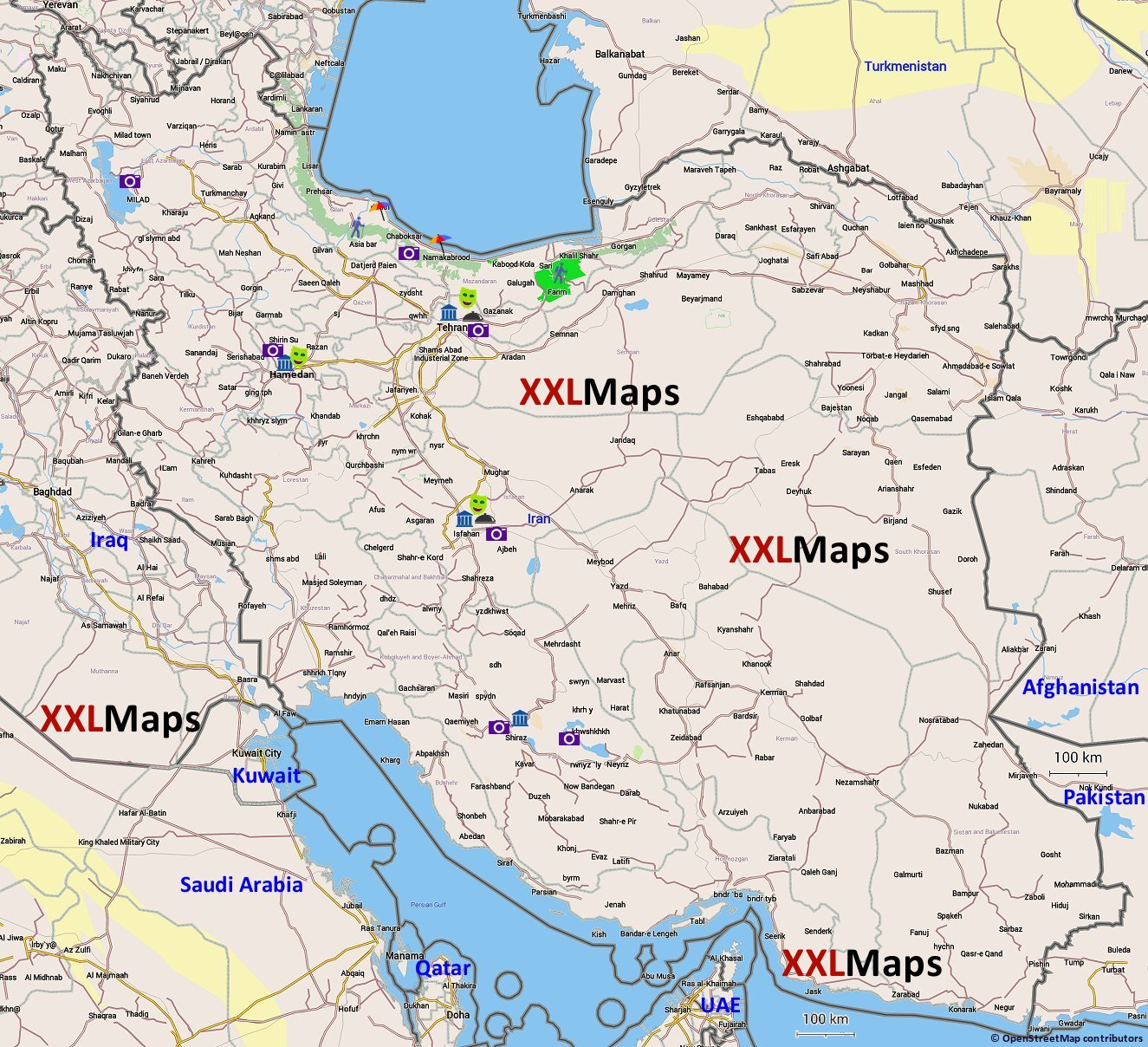 イラン無料の観光マップ