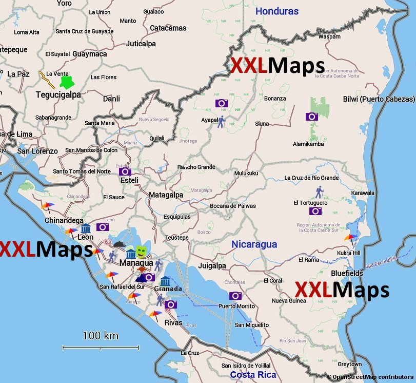 Turist kart over Nicaragua