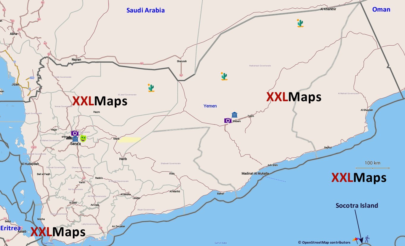 Toeristische kaart van Jemen