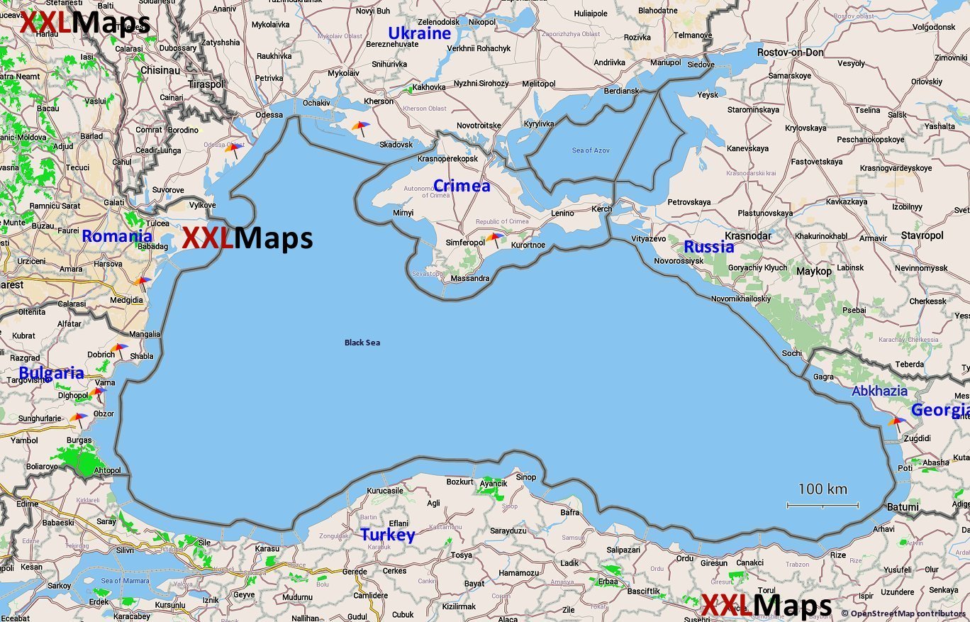 Fysische kaart van Zwarte Zee