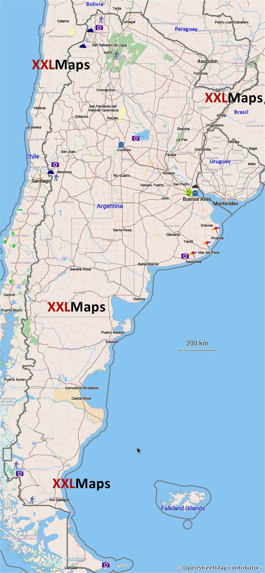 Mapa turístico de Argentina
