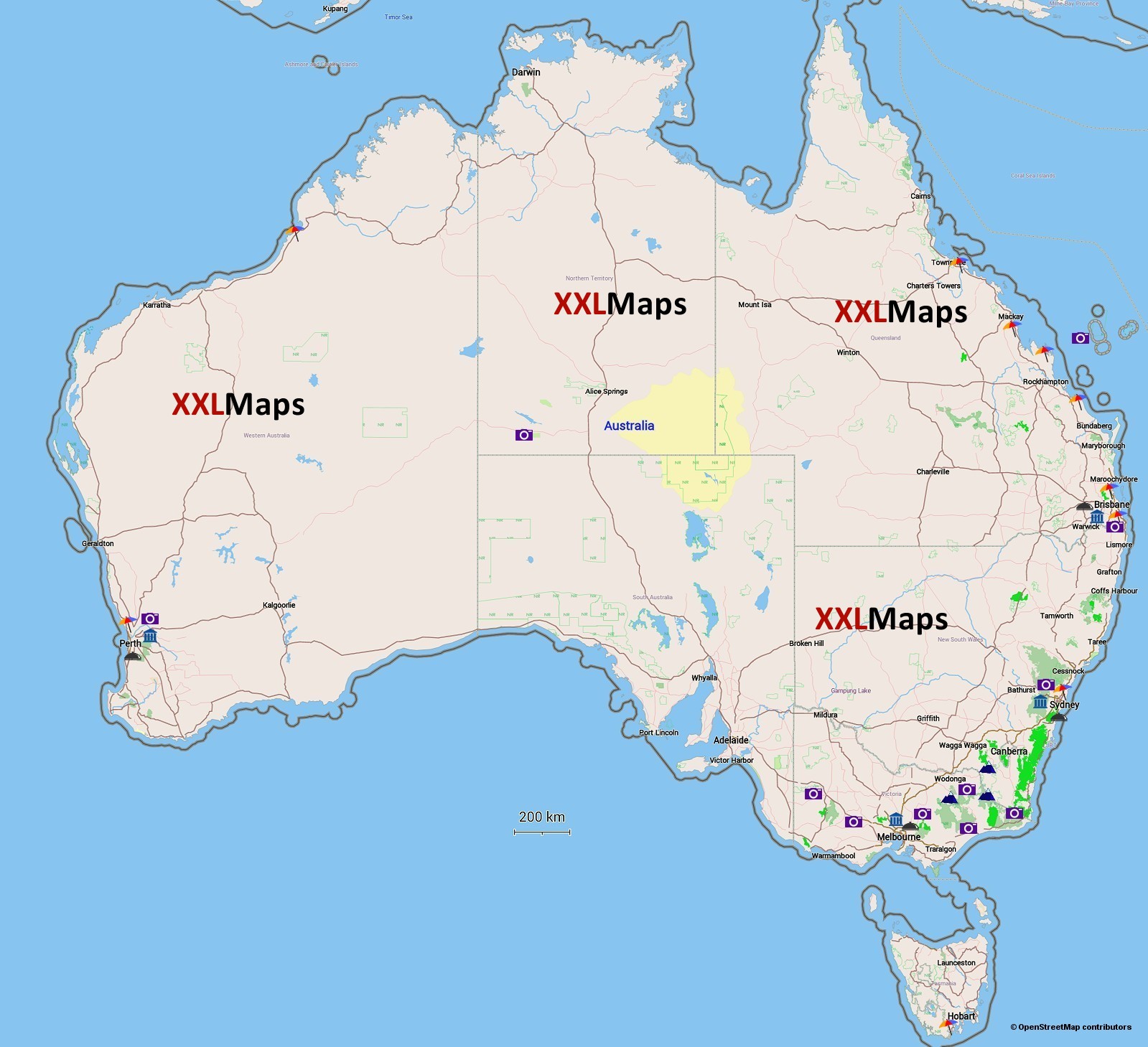 Turist kart over Australia