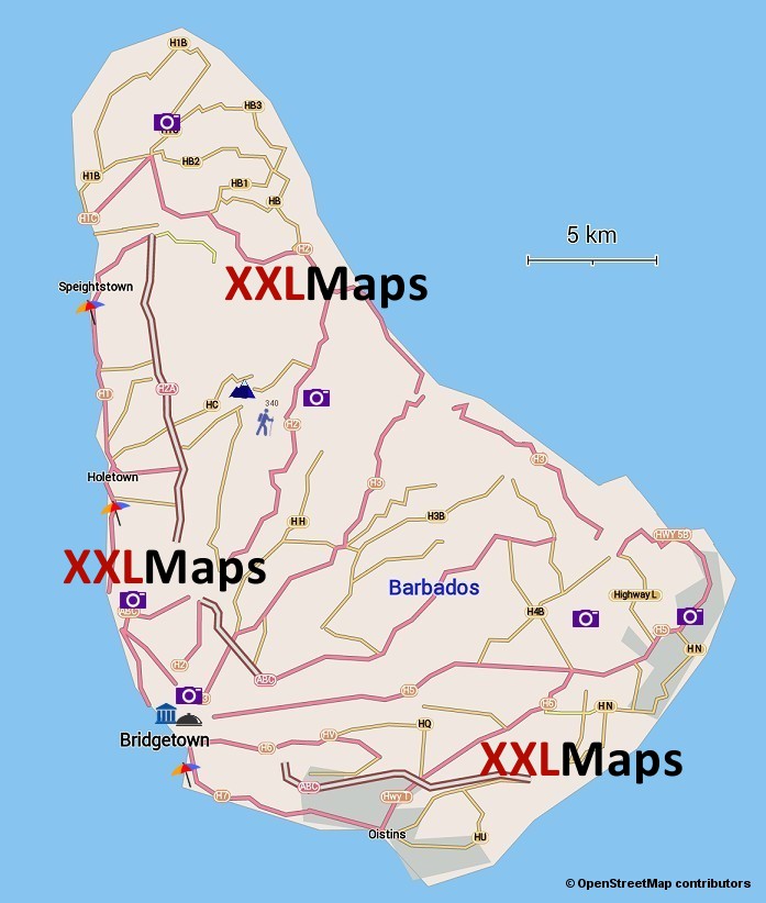Toeristische kaart van Barbados