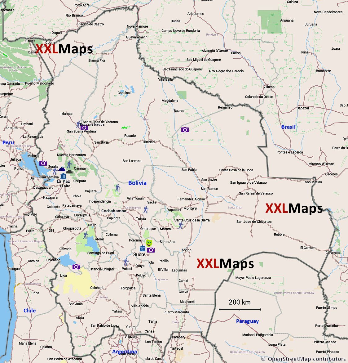 旅游地图玻利維亞