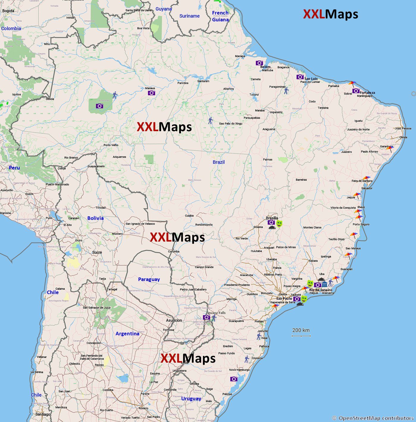 Toeristische kaart van Brazilië