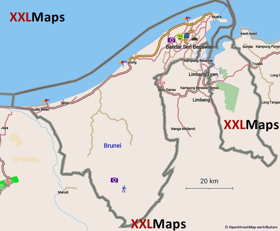 Toeristische kaart van Brunei