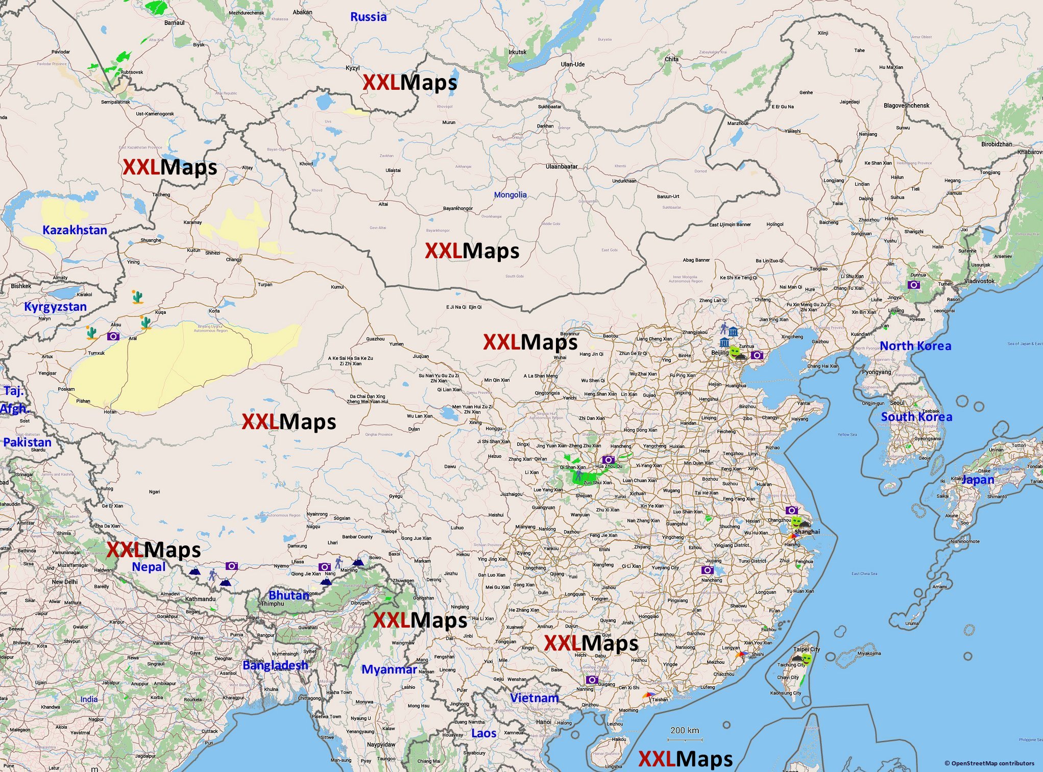 Turist kart over Folkerepublikken Kina