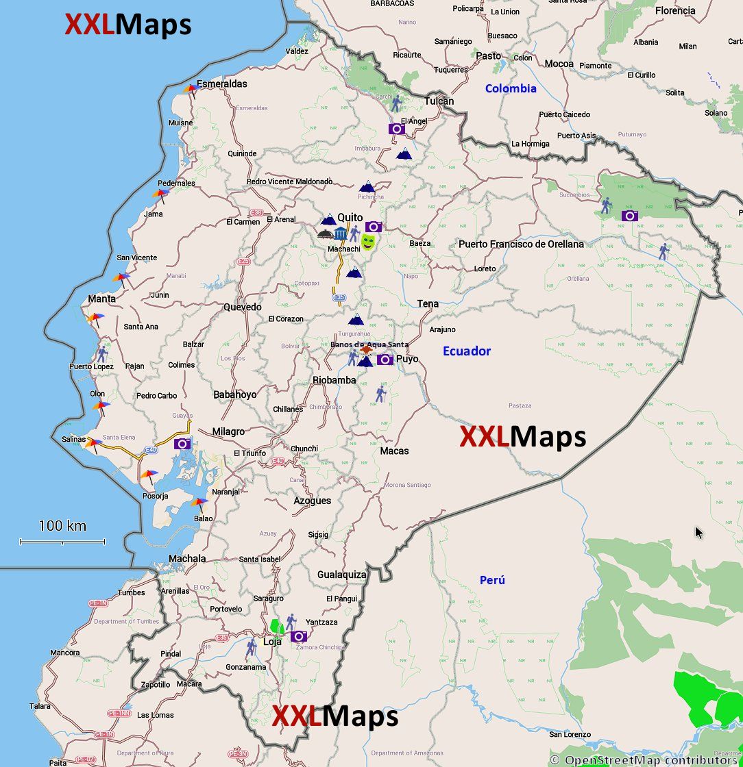 Toeristische kaart van Ecuador