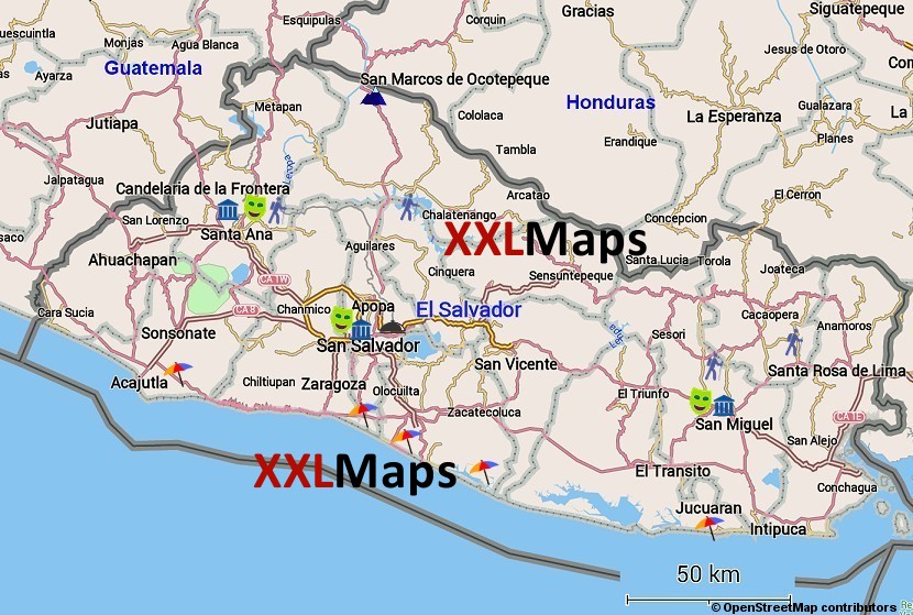 エルサルバドル無料の観光マップ