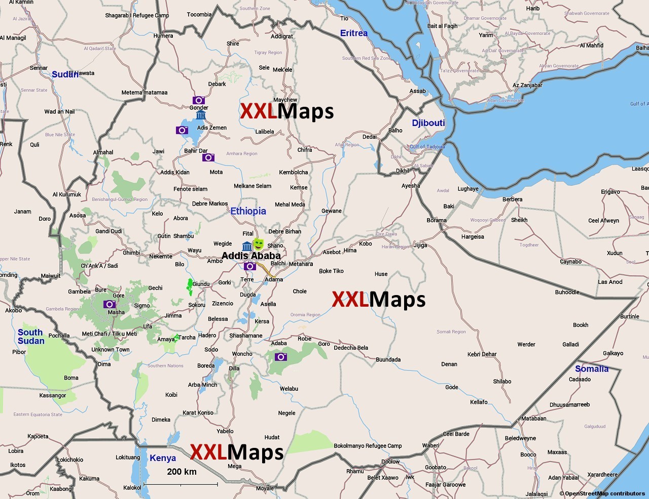 Mapa turístico de Etiopía