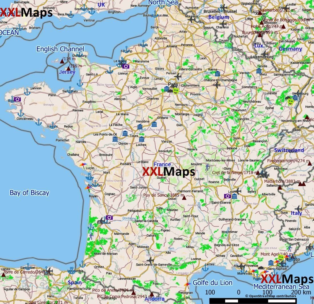 Туристическая карта - Франция