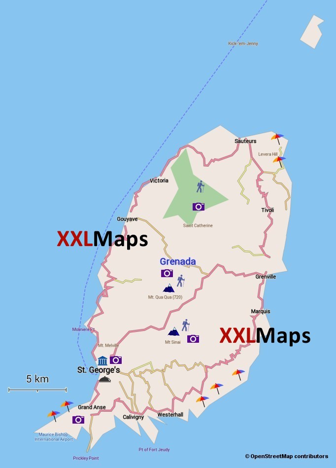 グレナダ無料の観光マップ