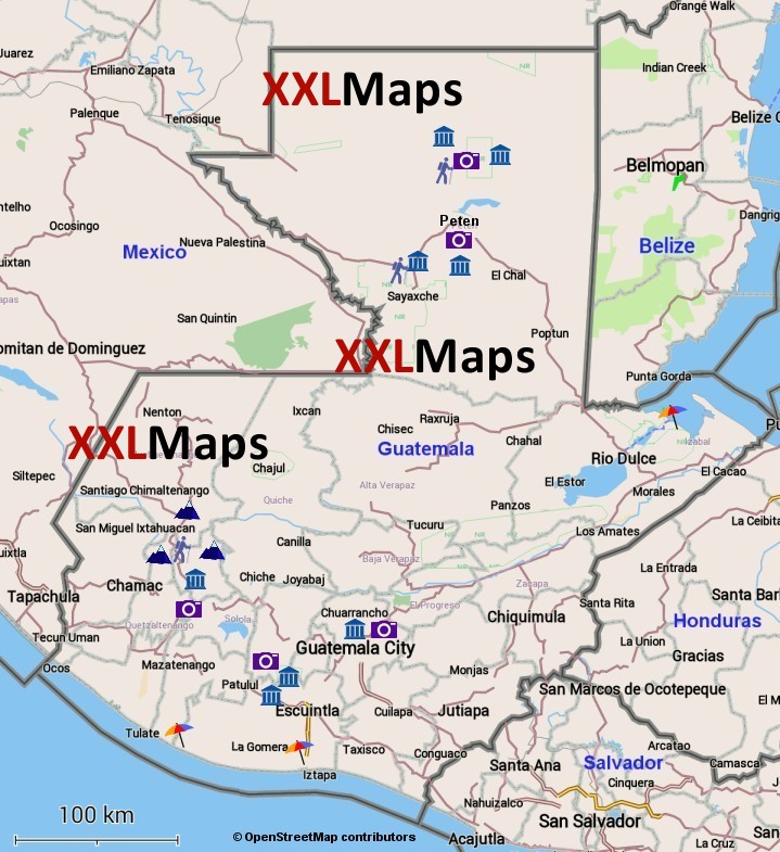 Toeristische kaart van Guatemala