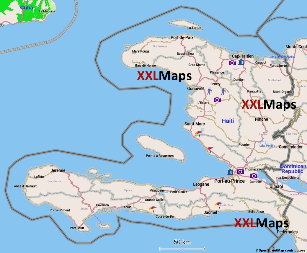 ハイチ無料の観光マップ