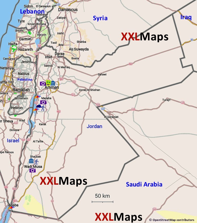 Turist kart over Jordan