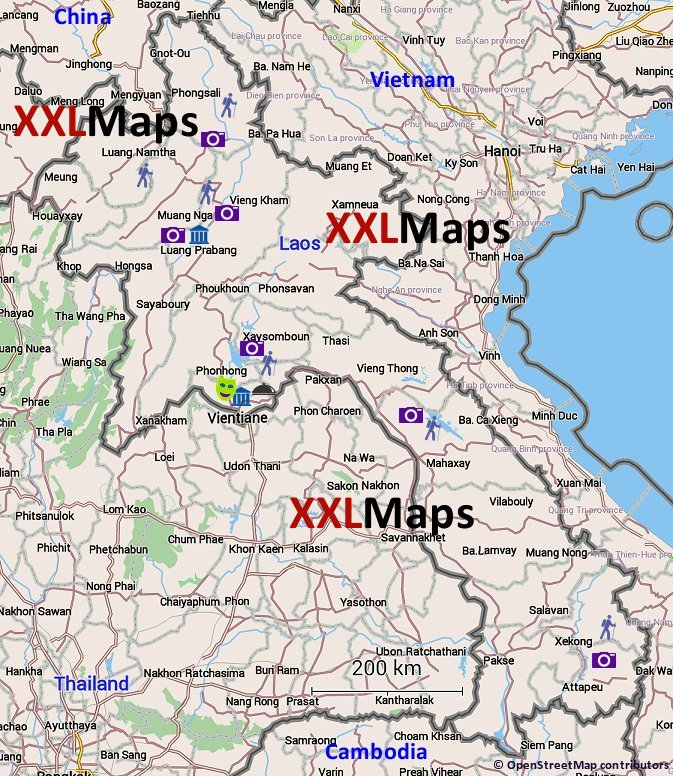Туристическая карта - Лаос