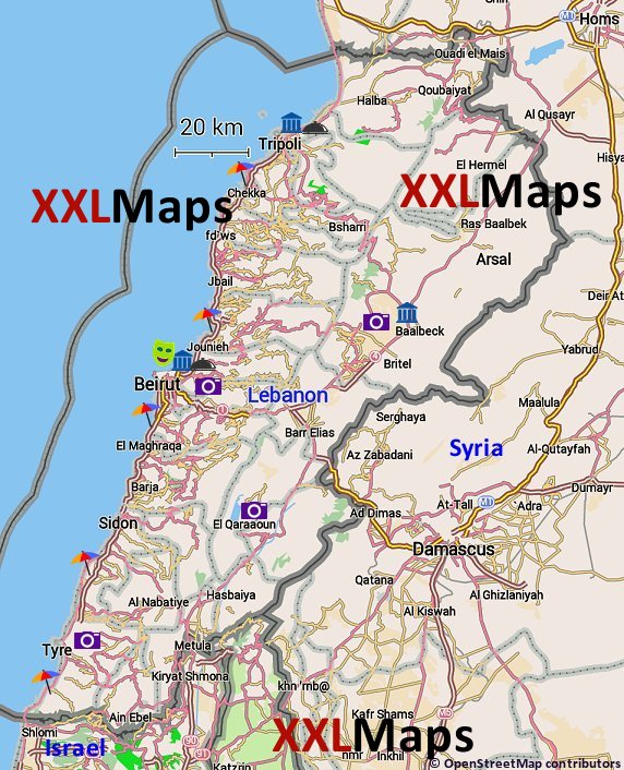 Turist kart over Libanon