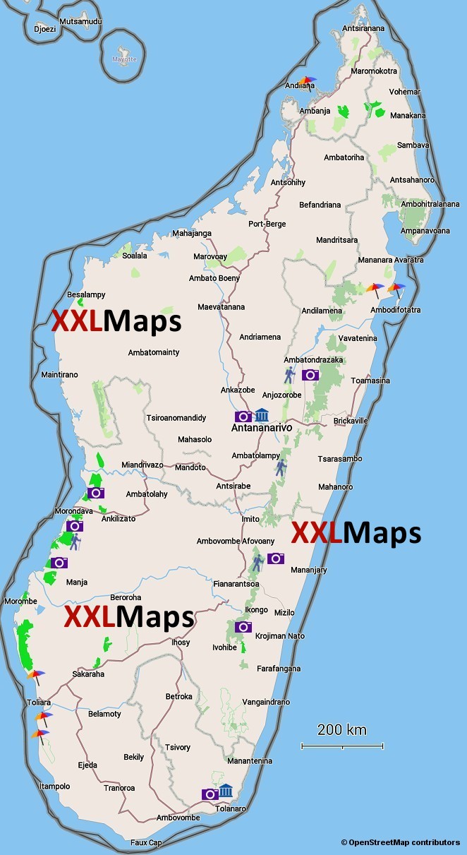 Mappa turistica di Madagascar