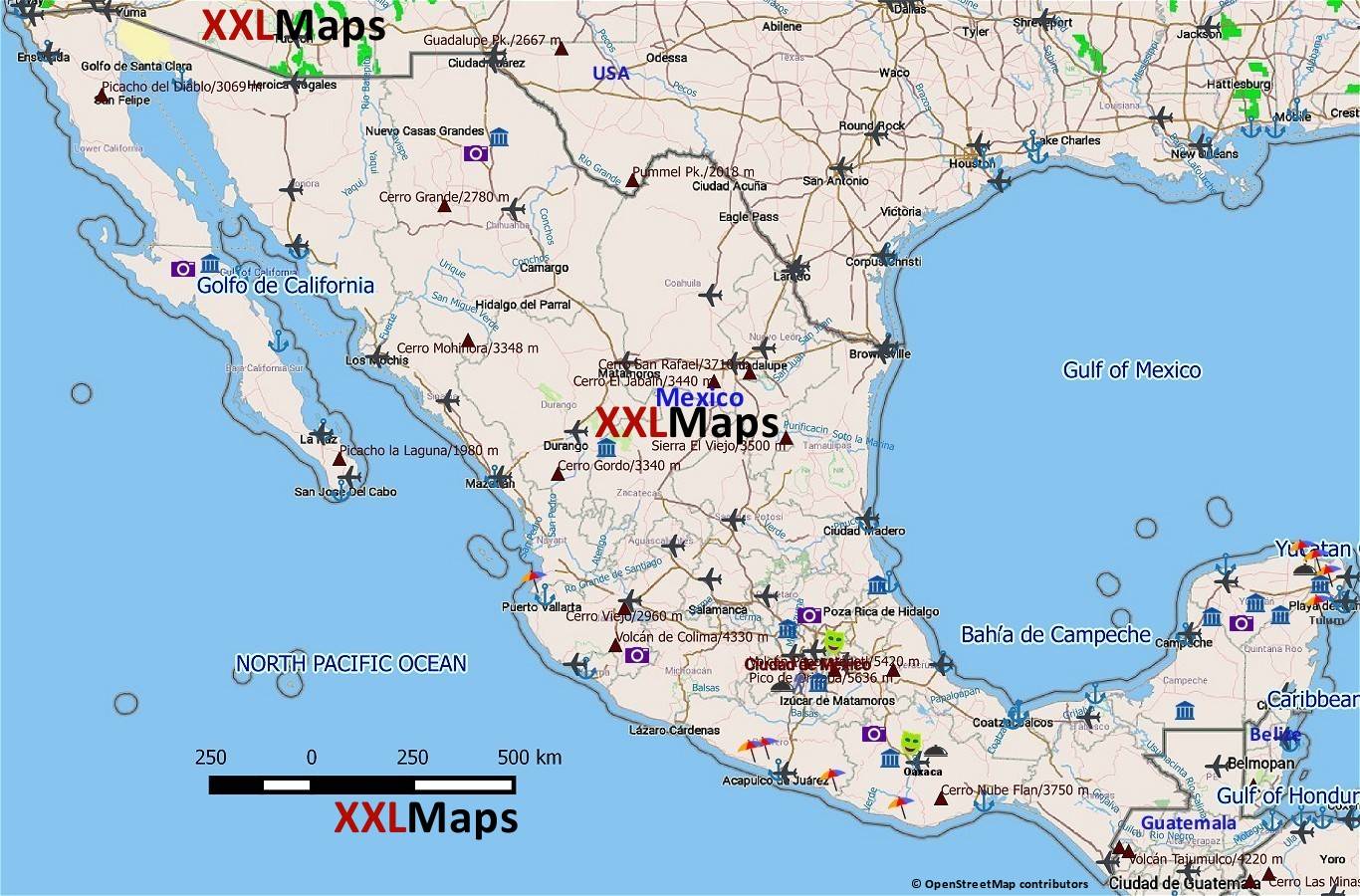 Carte touristique de Mexique