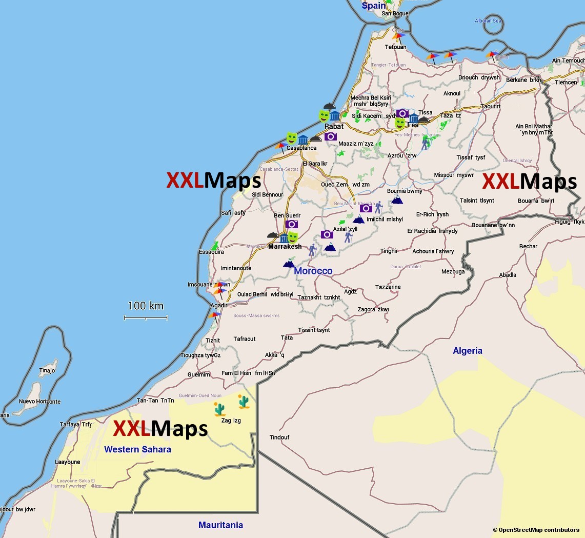旅游地图摩洛哥