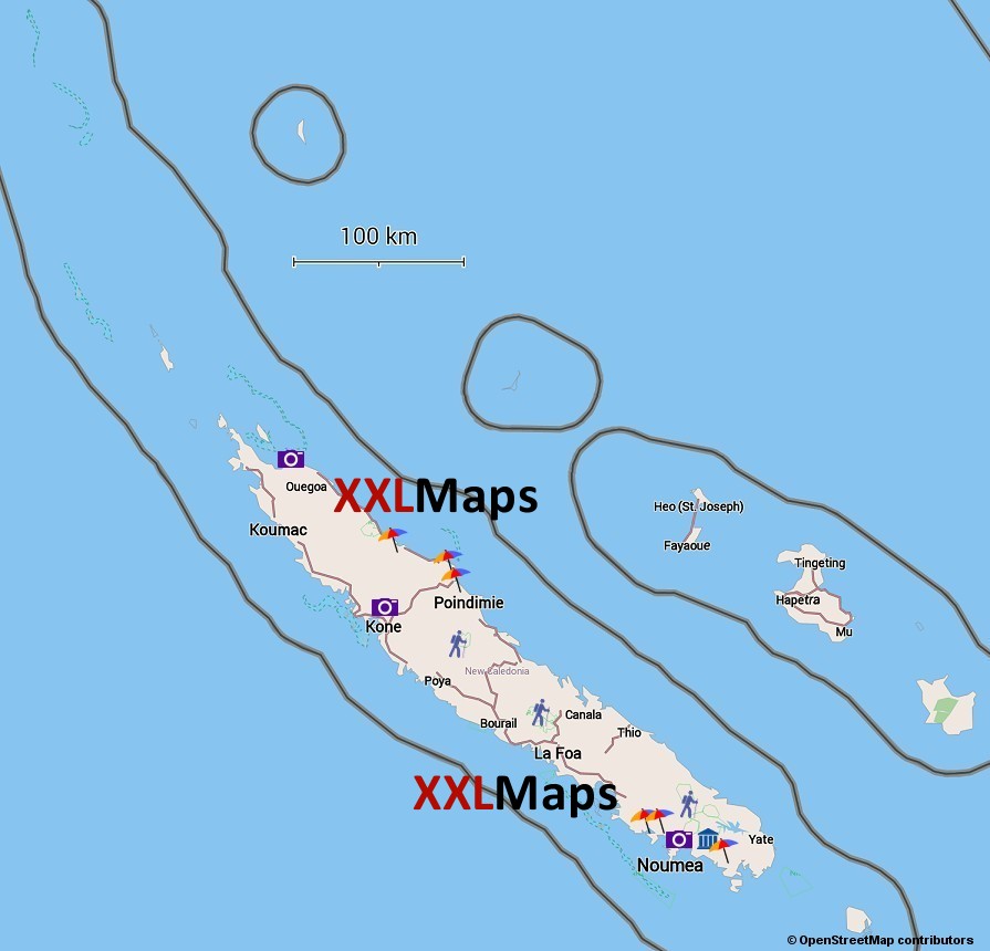 Turist kart over Ny-Caledonia
