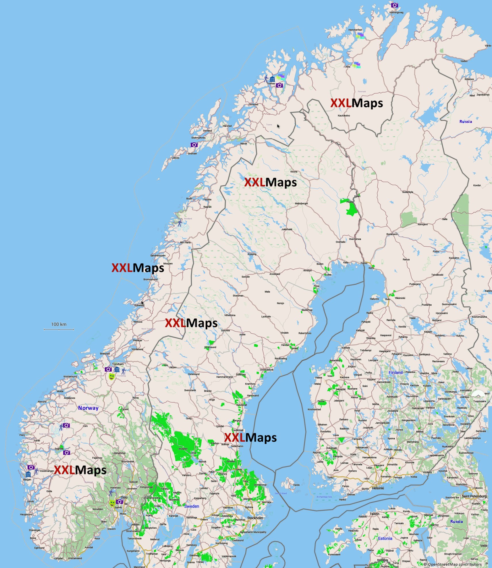 Toeristische kaart van Noorwegen
