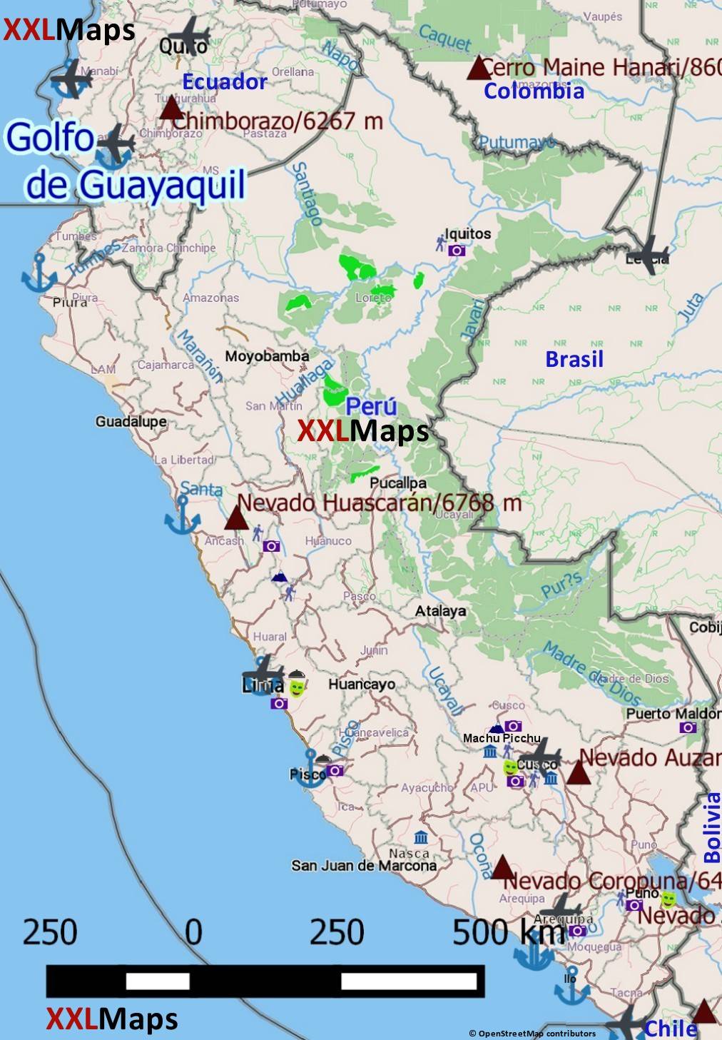 Toeristische kaart van Peru