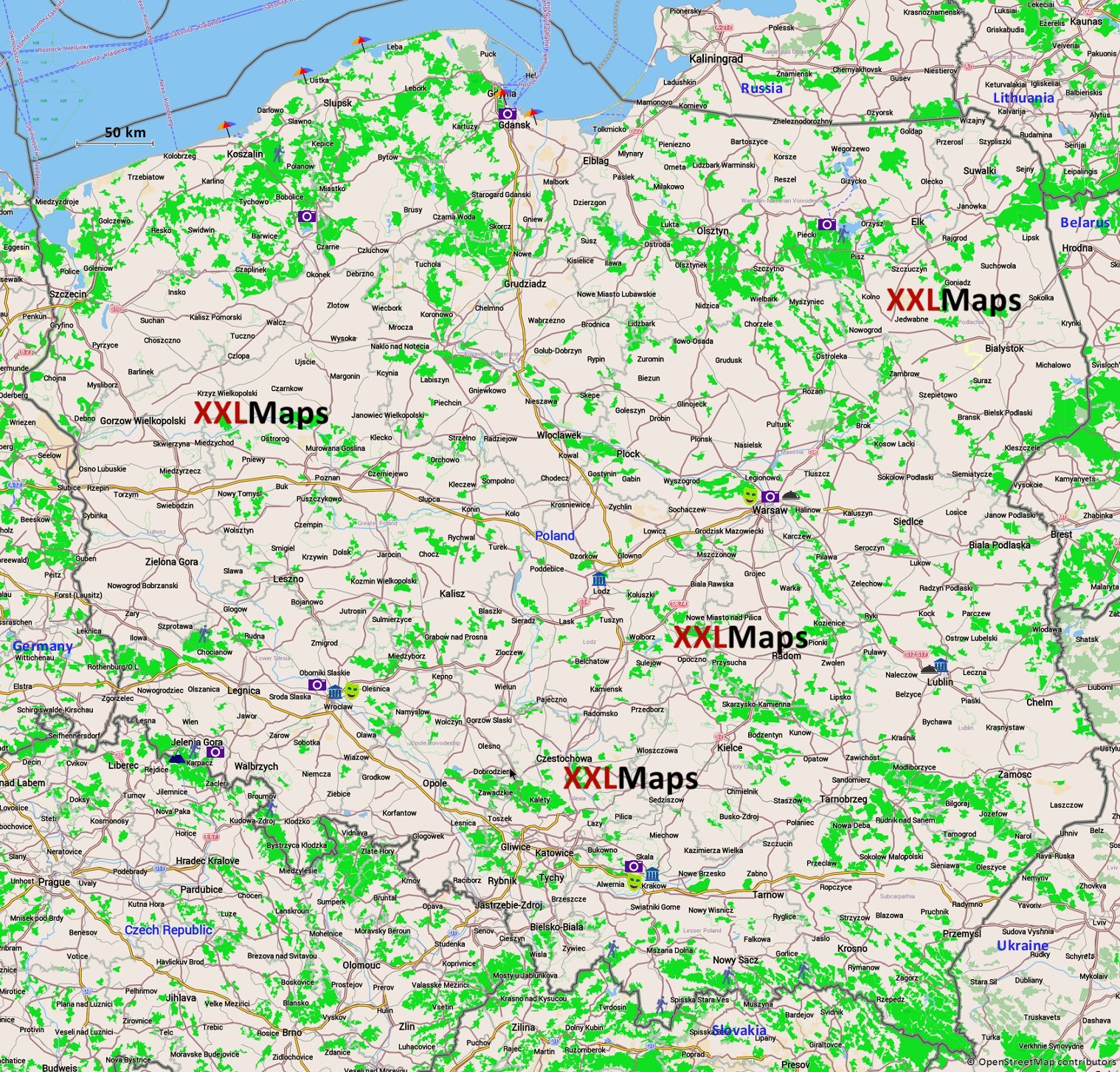 Mappa turistica di Polonia