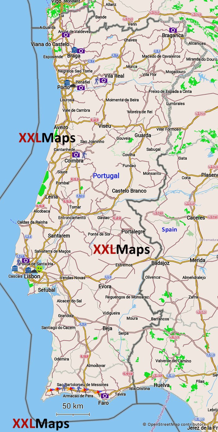 Mapa turístico de Portugal - download gratuito para smartphones, tablets e  sites