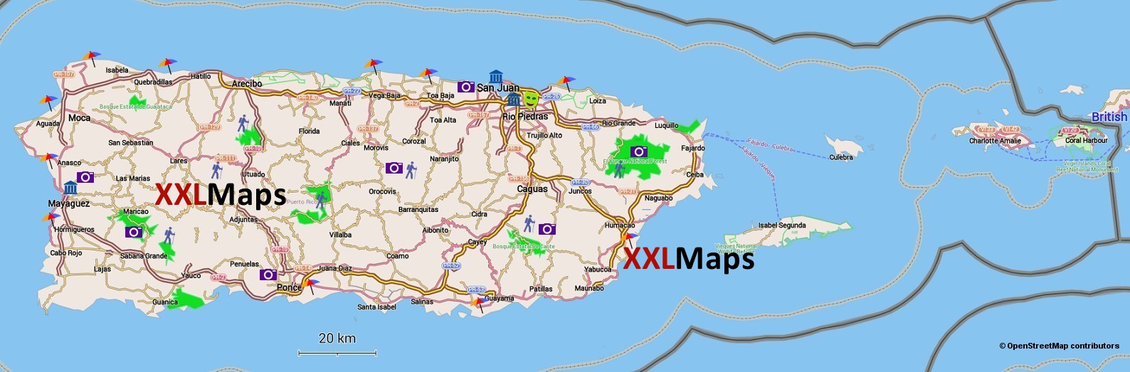 Туристическая карта - Пуэрто-Рико