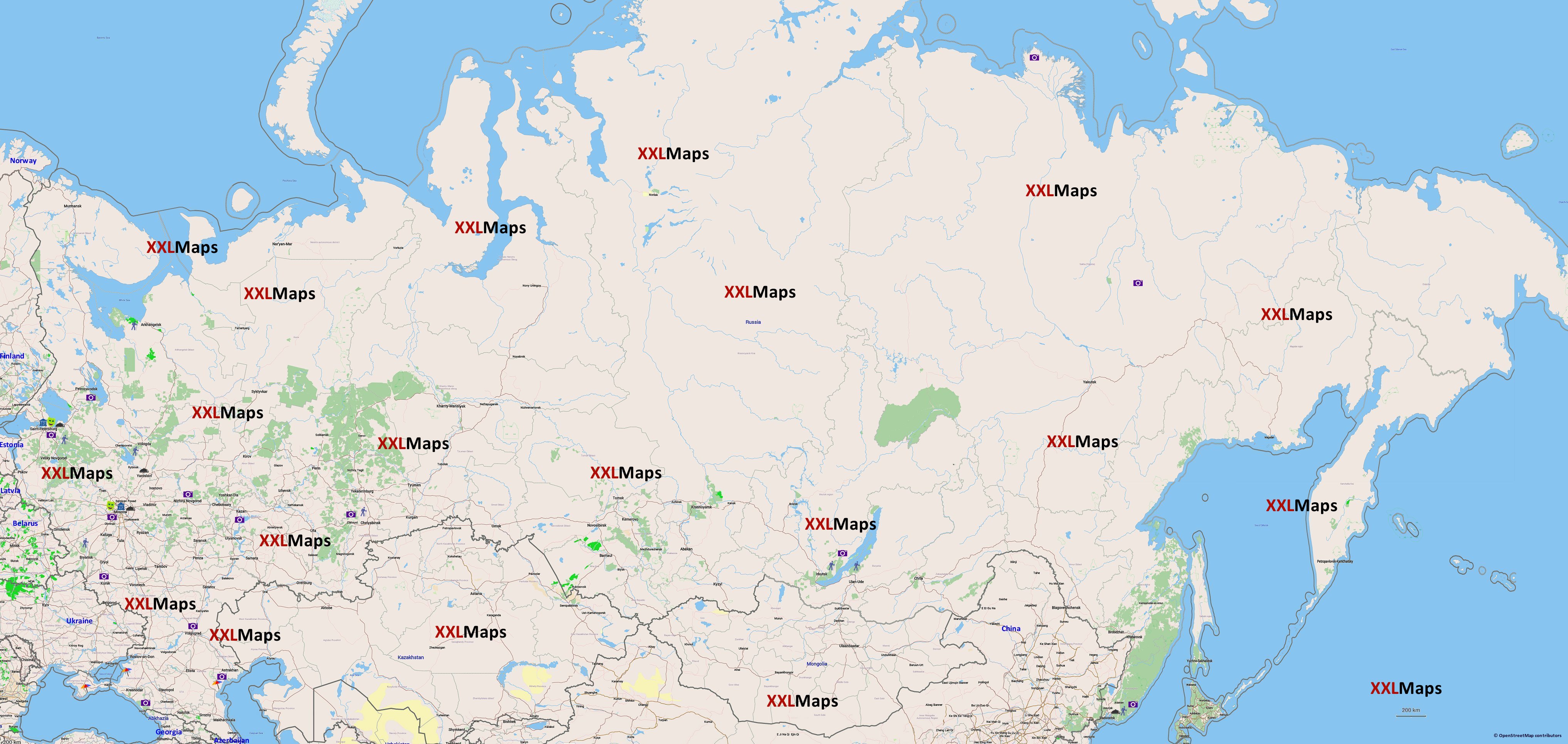 Toeristische kaart van Rusland