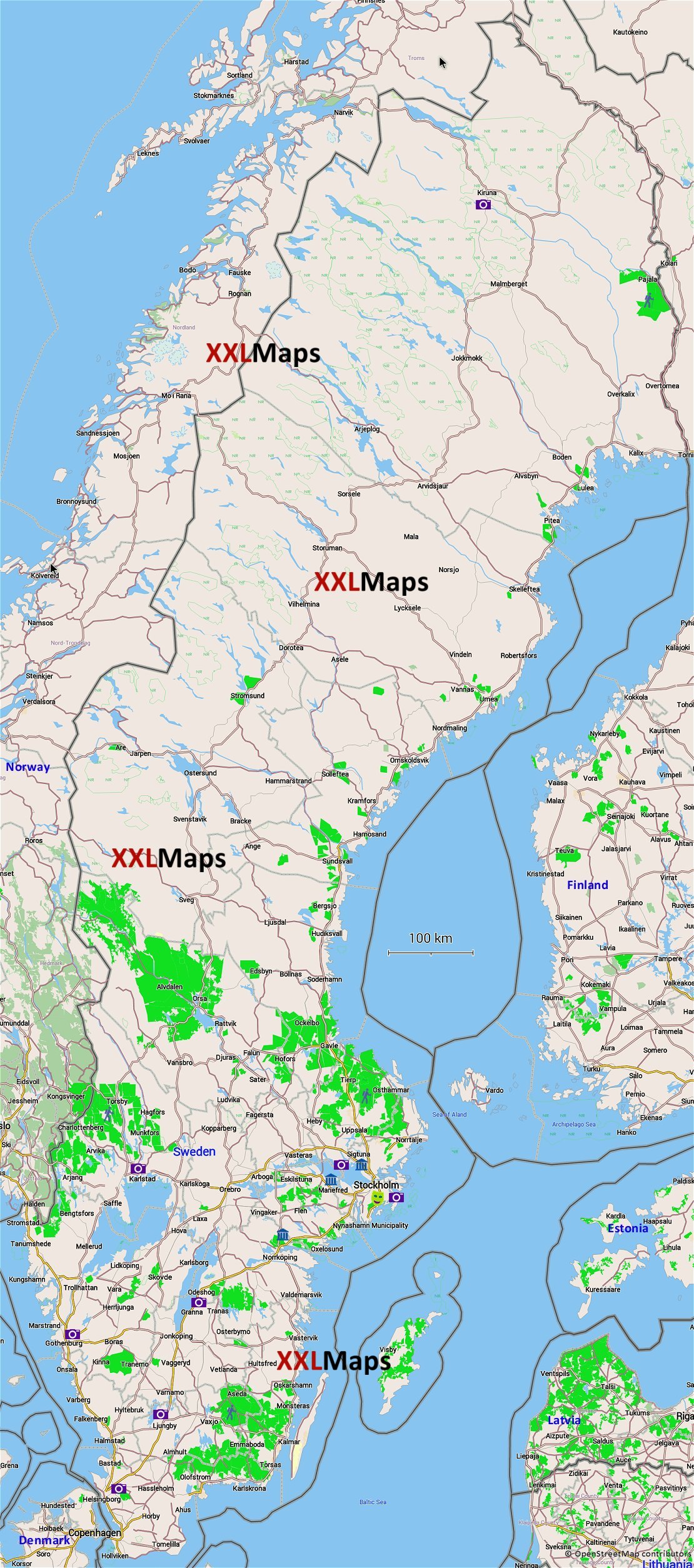 Turist kart over Sverige - gratis nedlasting for smarttelefoner