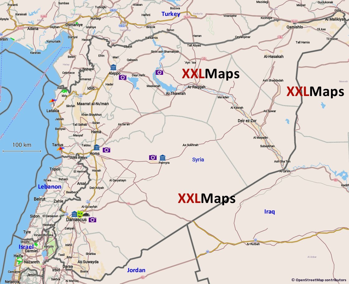 Mapa turístico de Siria
