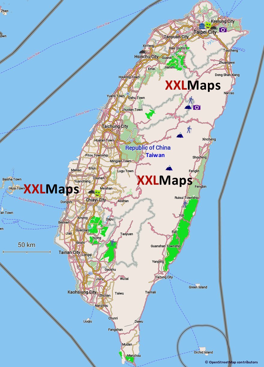 Mapa turystyczna - Taiwan