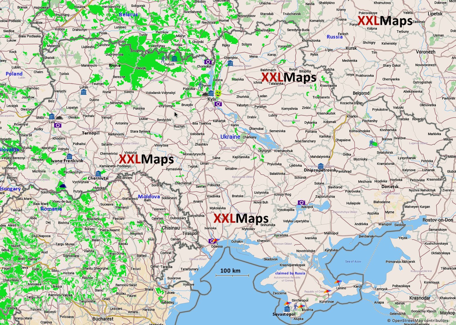 Toeristische kaart van Oekraïne