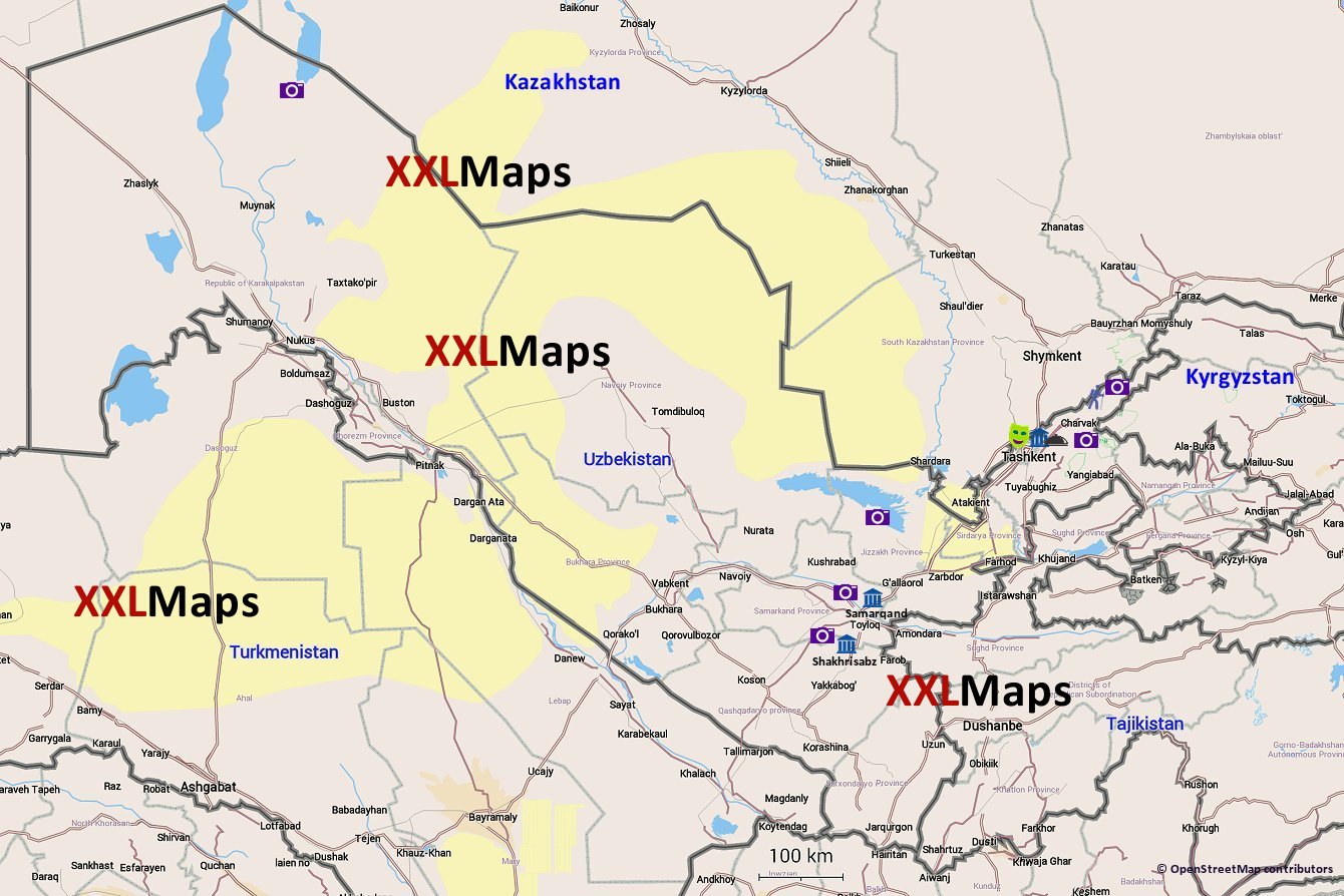 旅游地图乌兹别克斯坦
