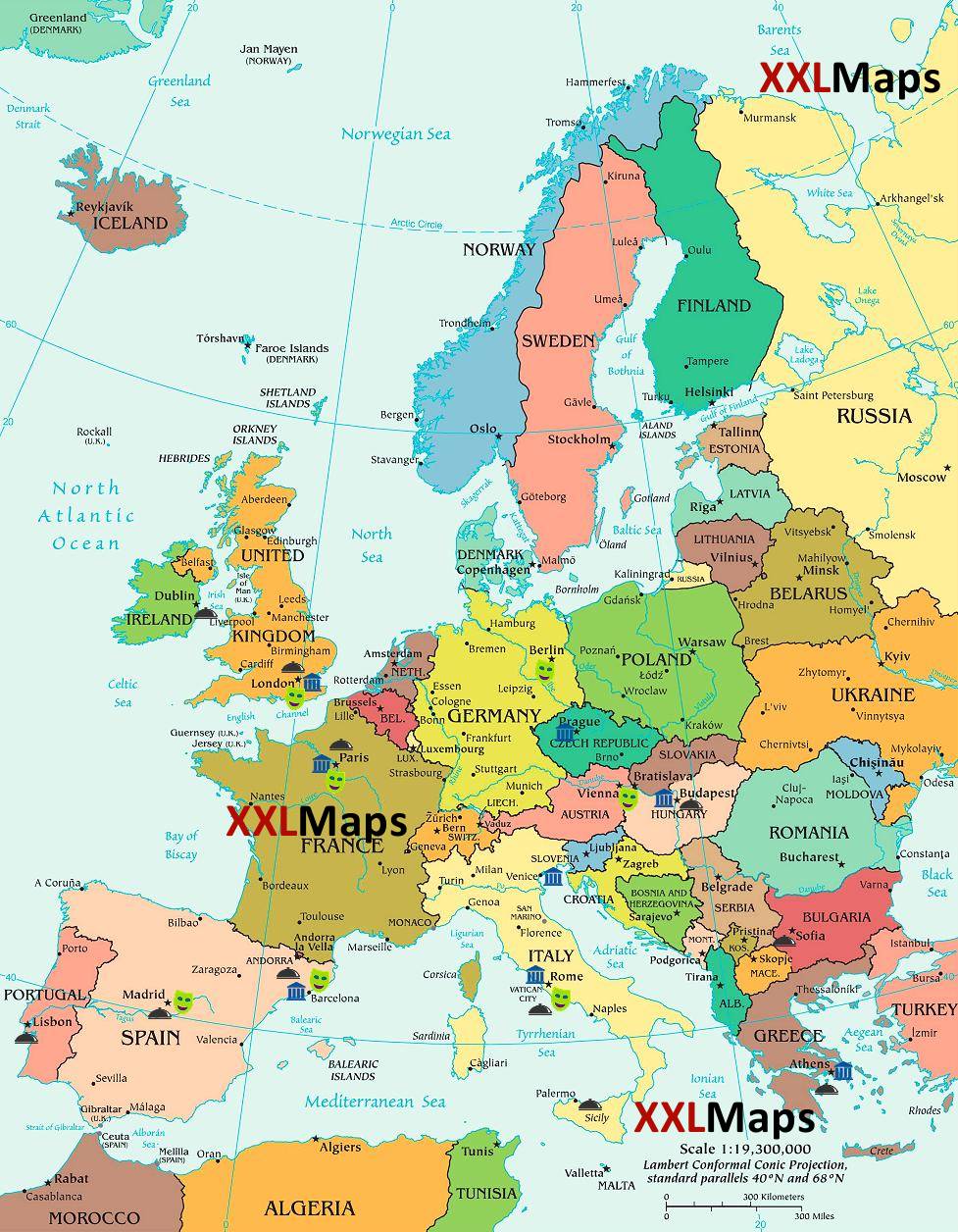 Carte politique du Europe
