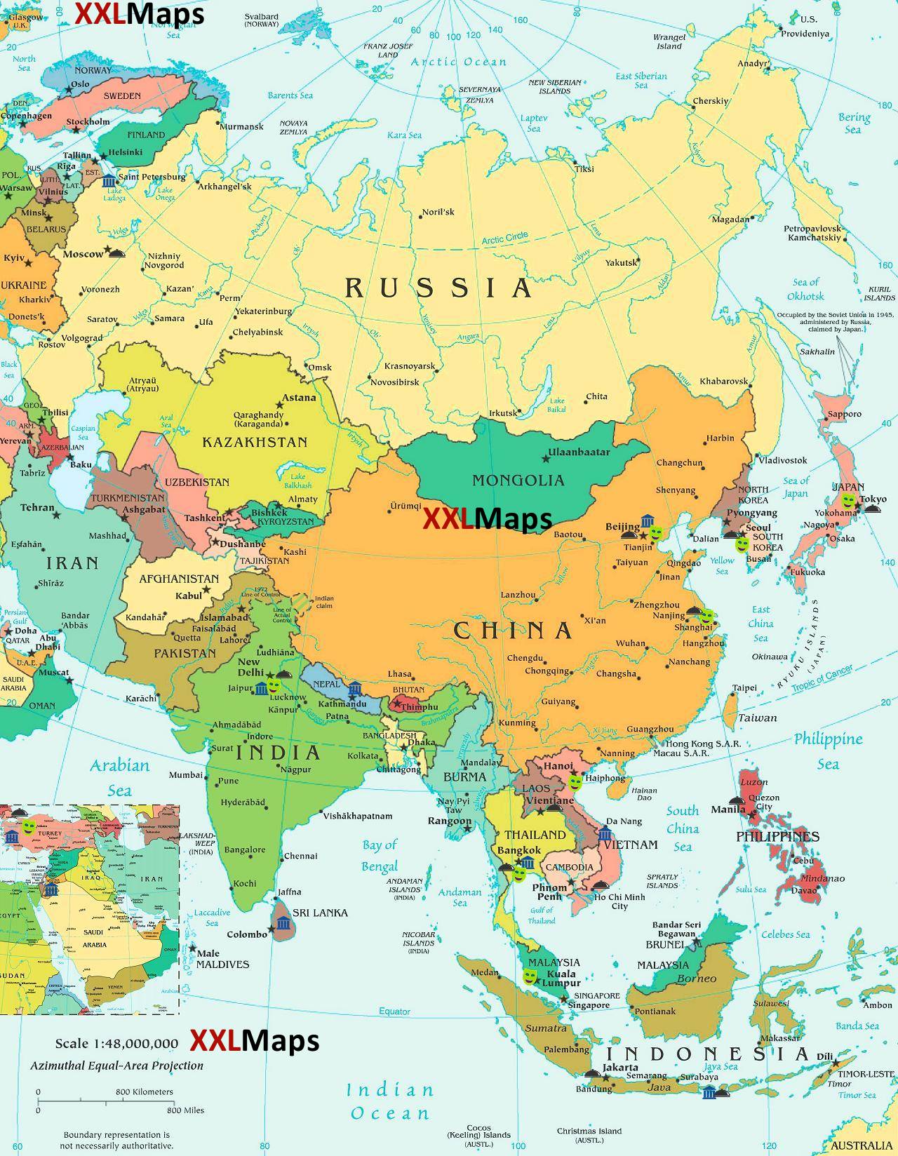 Politická mapa - Ázia