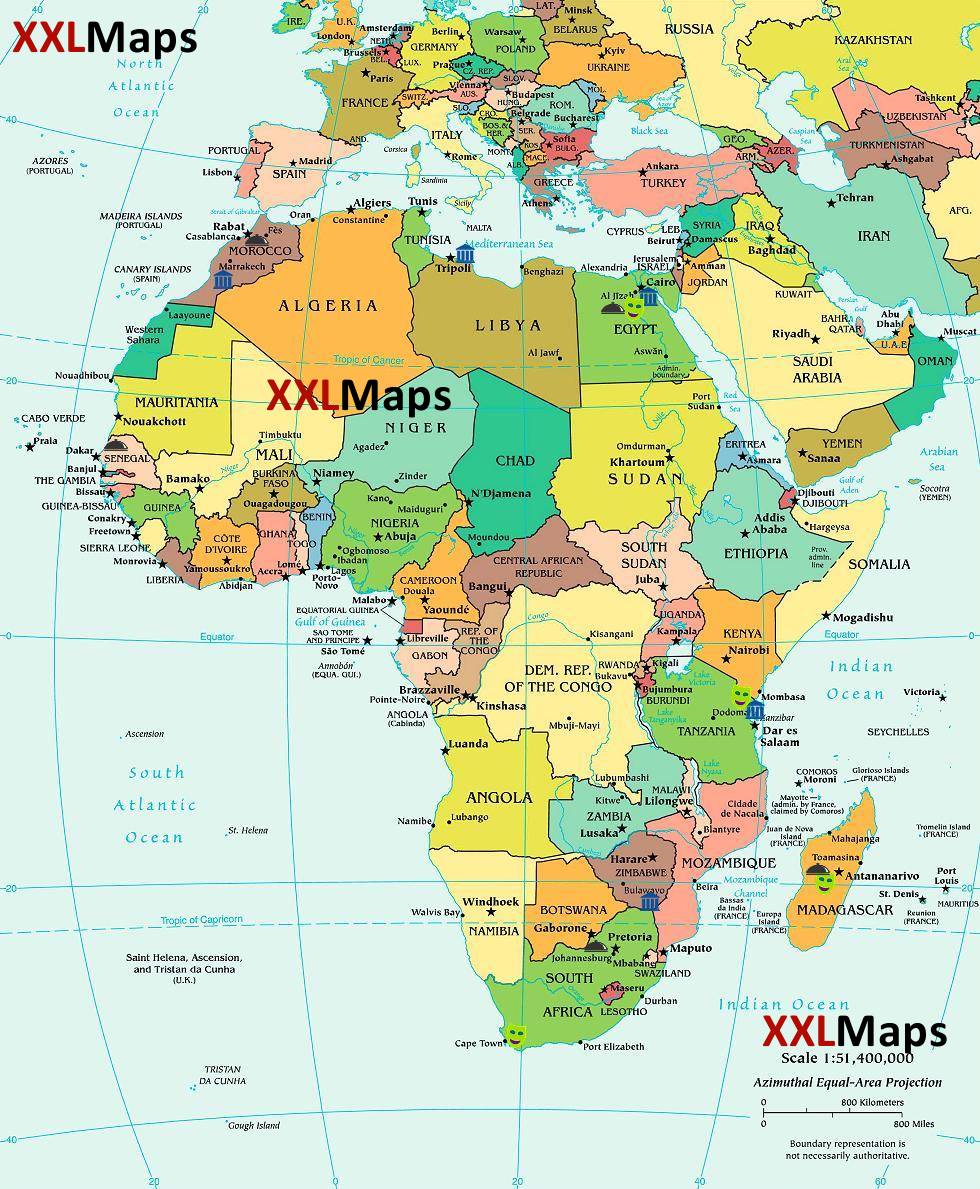 Med politisk kart over Afrika