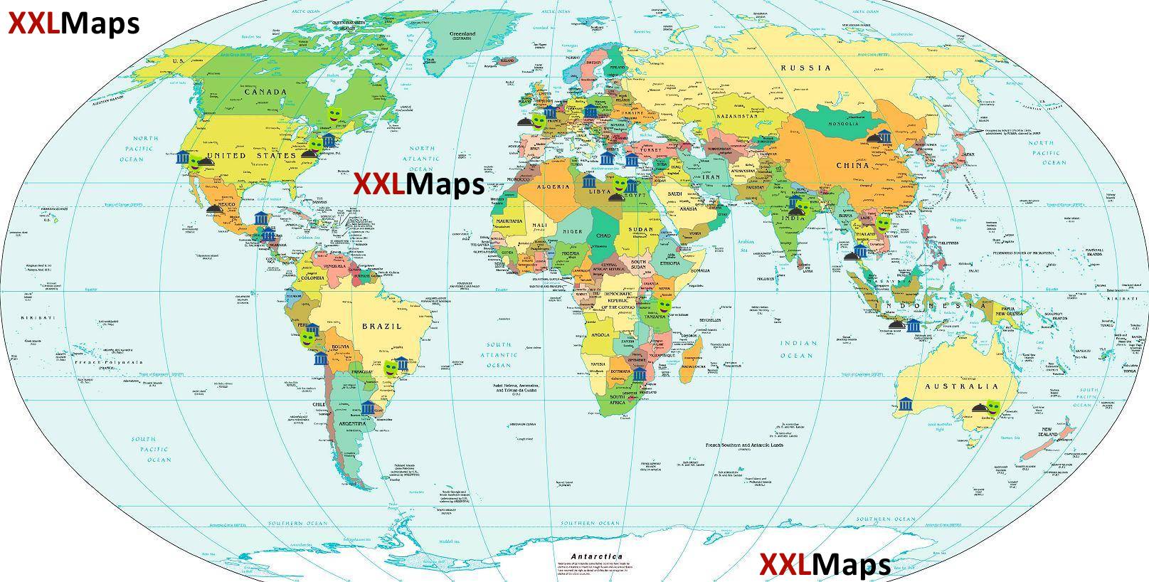 Med politisk kart over Verden