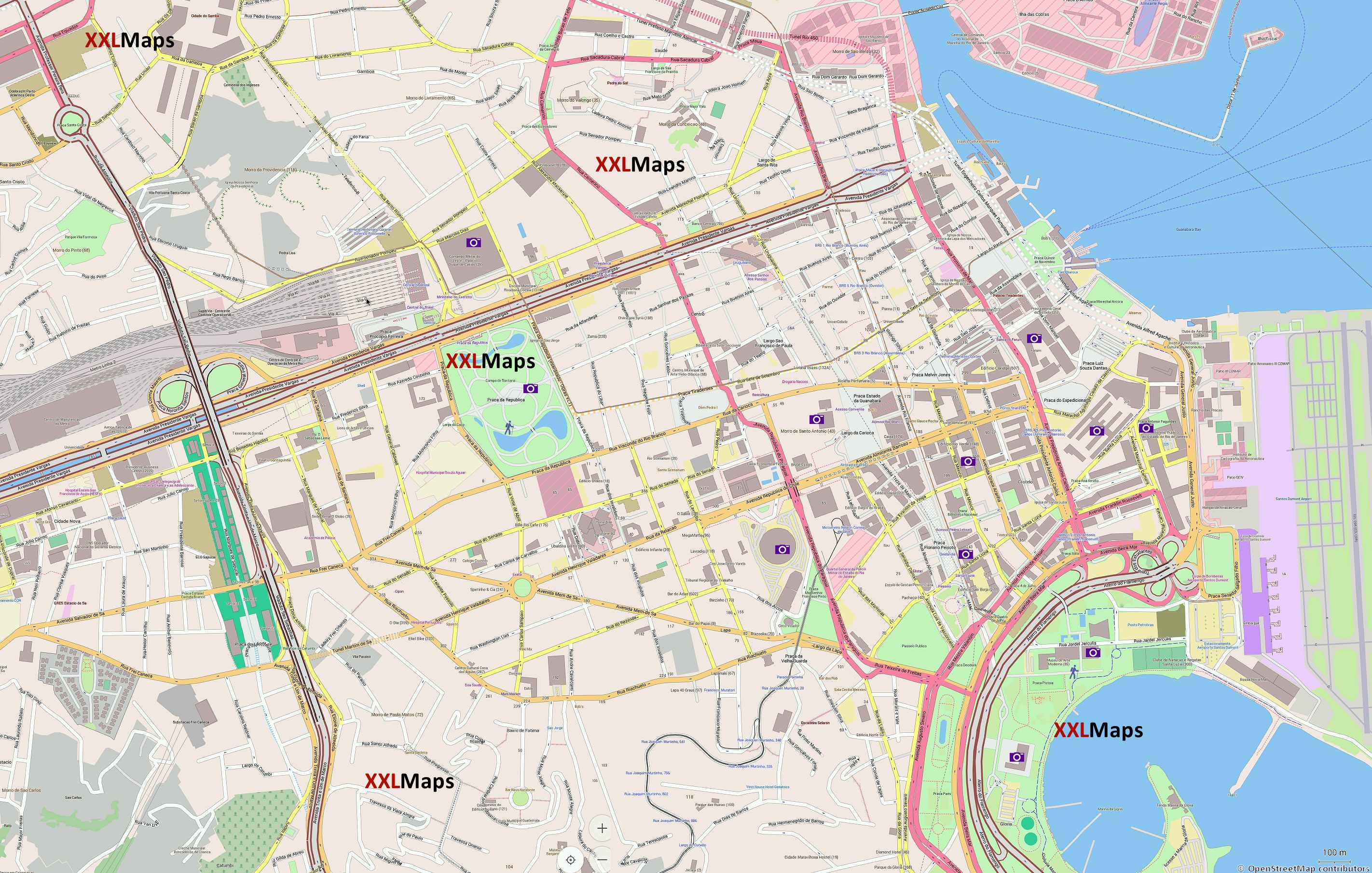 Mappa di centro città di Rio de Janeiro